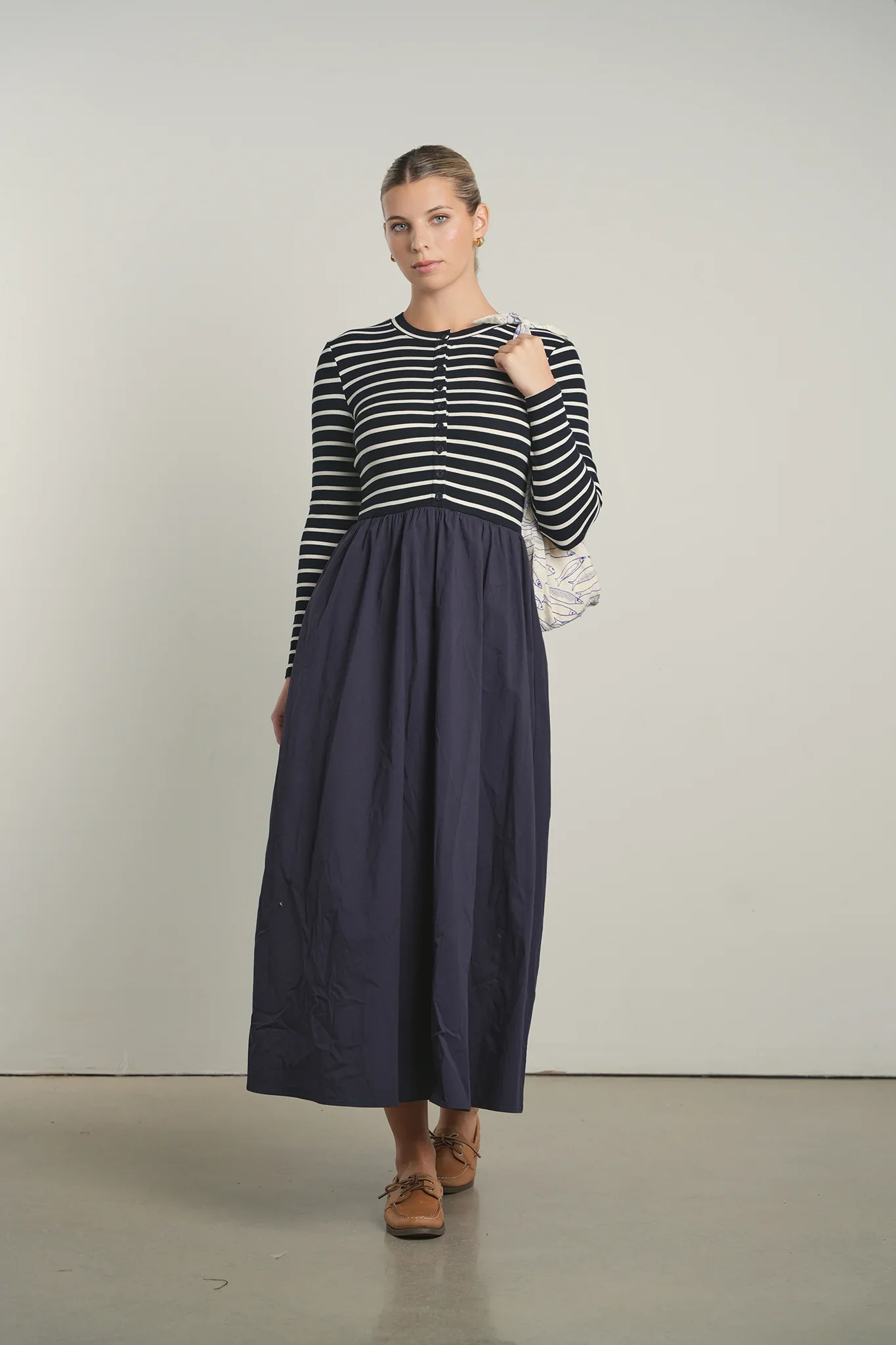 Point Mixed Poplin Dress - Image 6