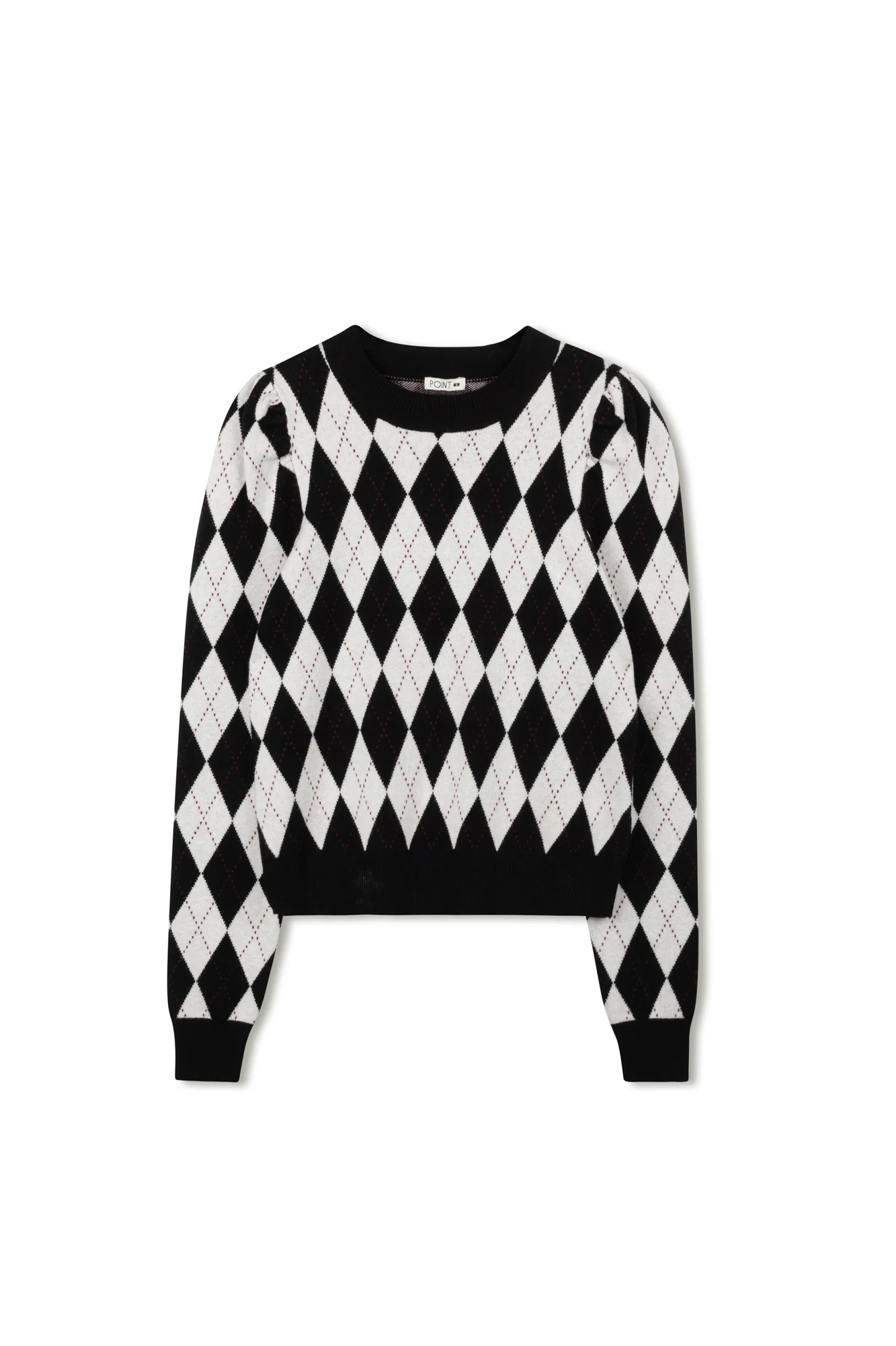 Point Puff Sleeve Jacquard Sweater - Image 2