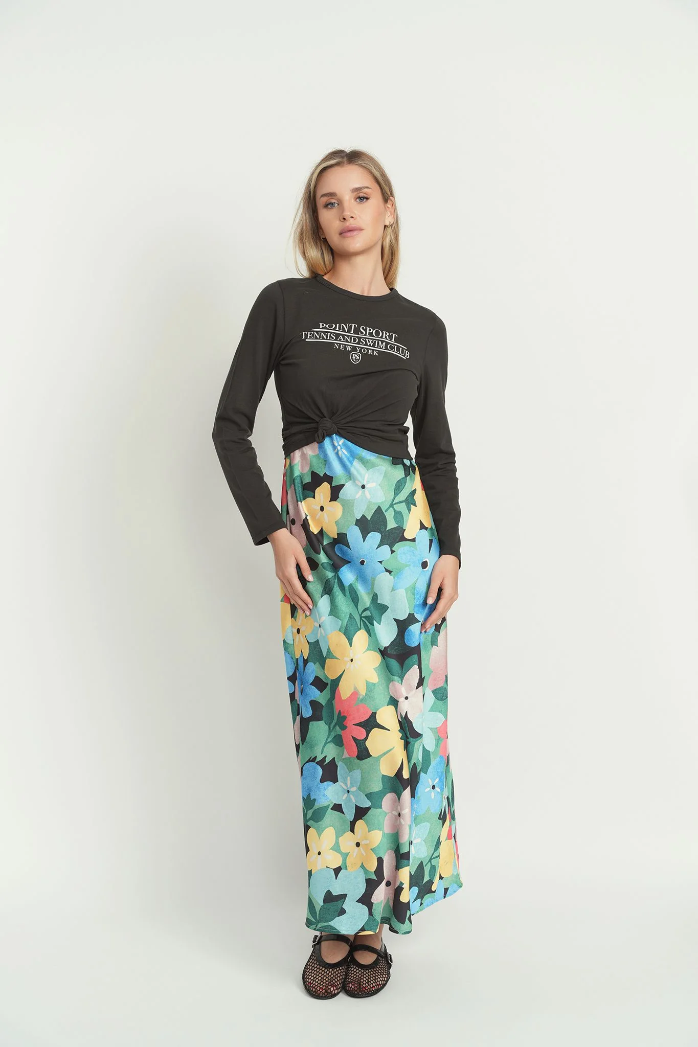 Point Satin Straight Slip Dress - Image 5