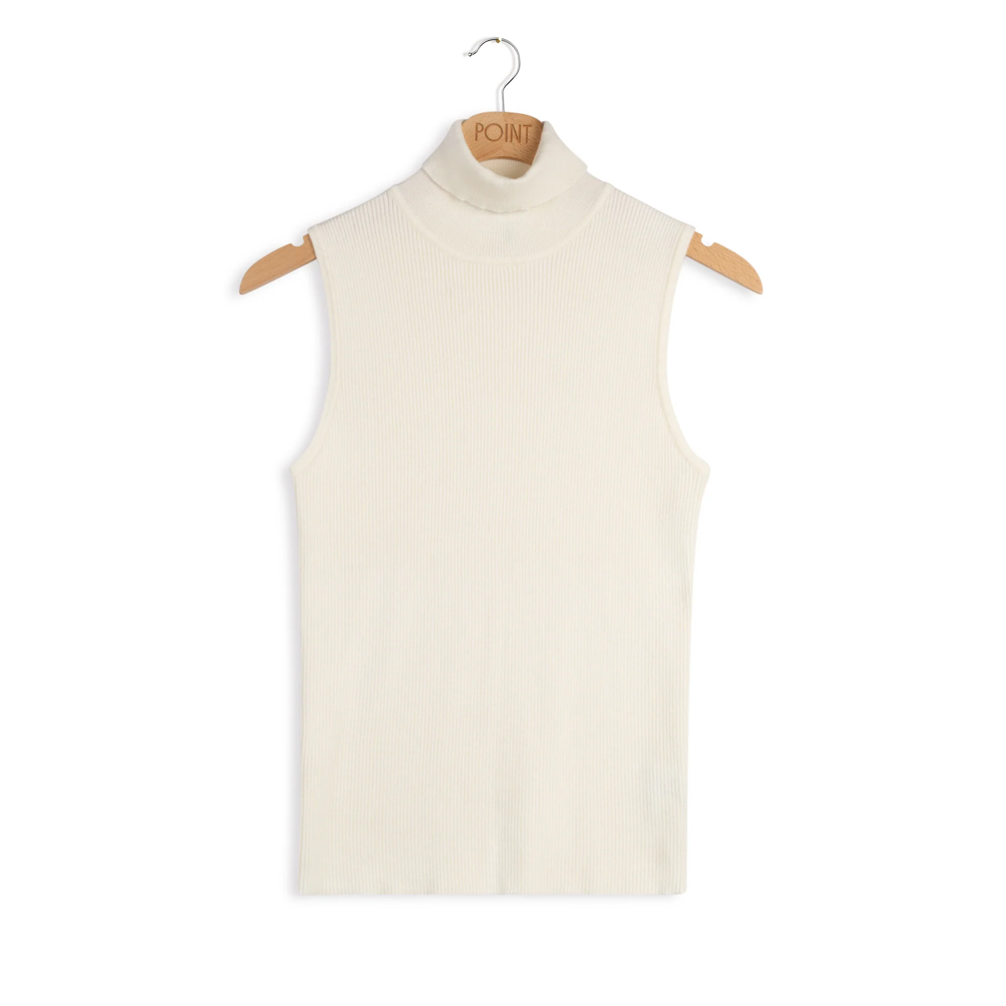 Point Sleeveless Ribbed Turtleneck