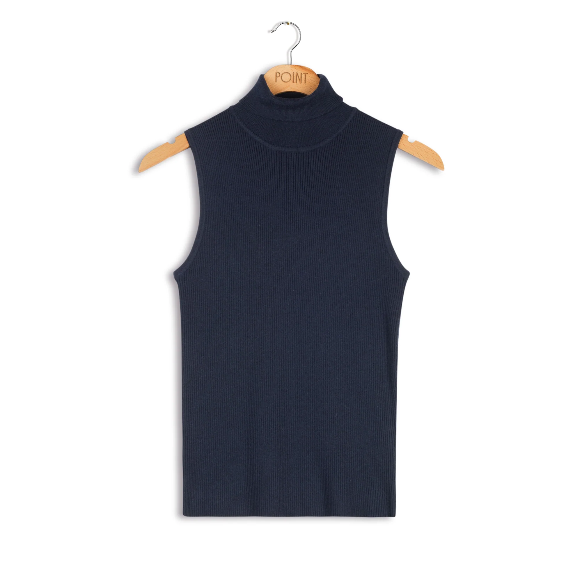 Point Sleeveless Ribbed Turtleneck - Image 2