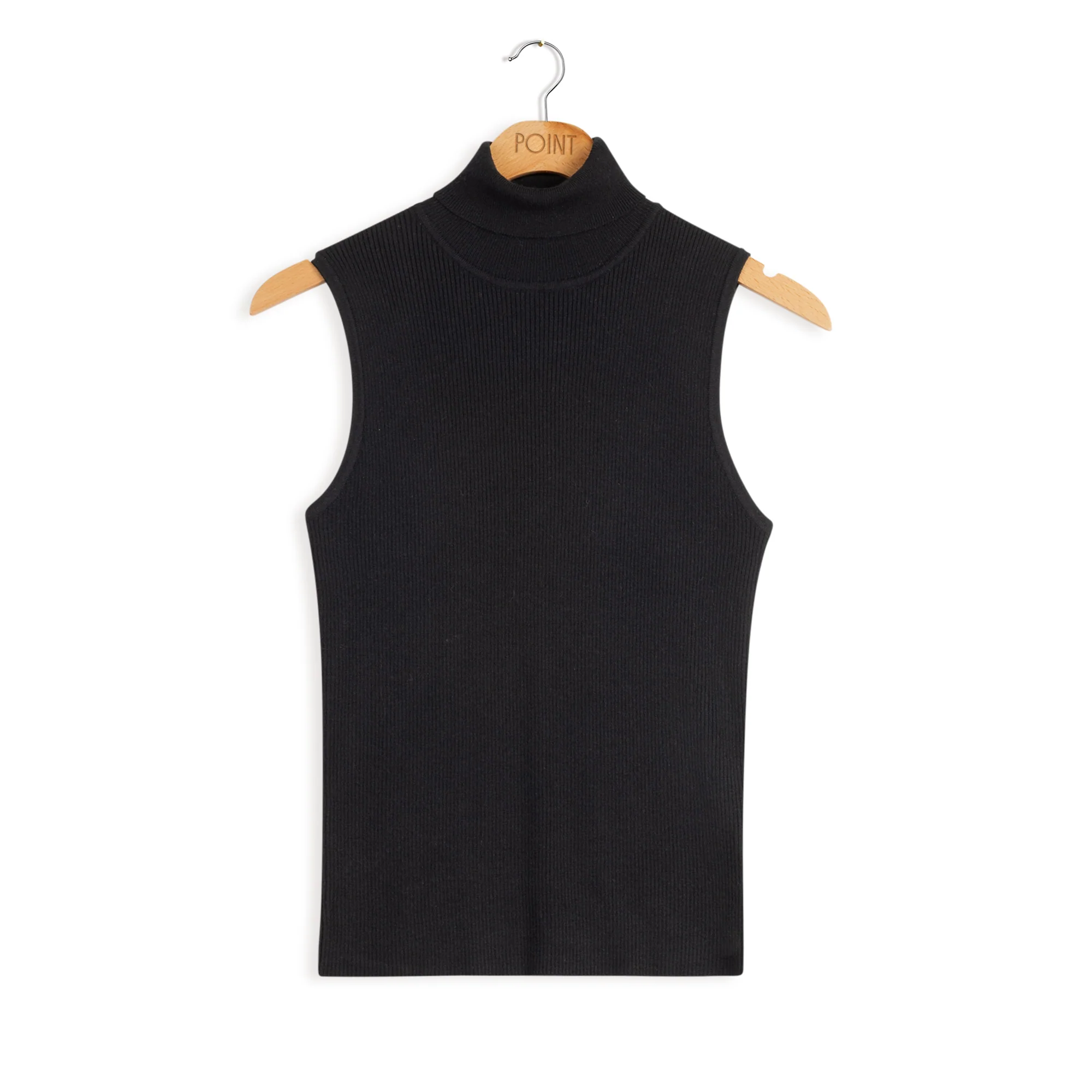 Point Sleeveless Ribbed Turtleneck - Image 3