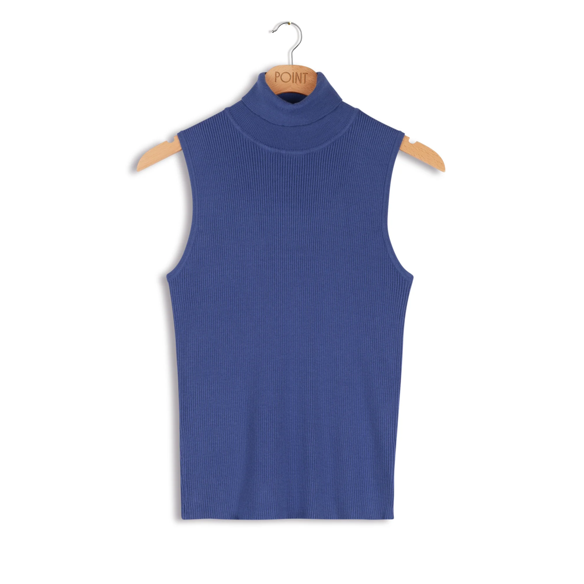 Point Sleeveless Ribbed Turtleneck - Image 4