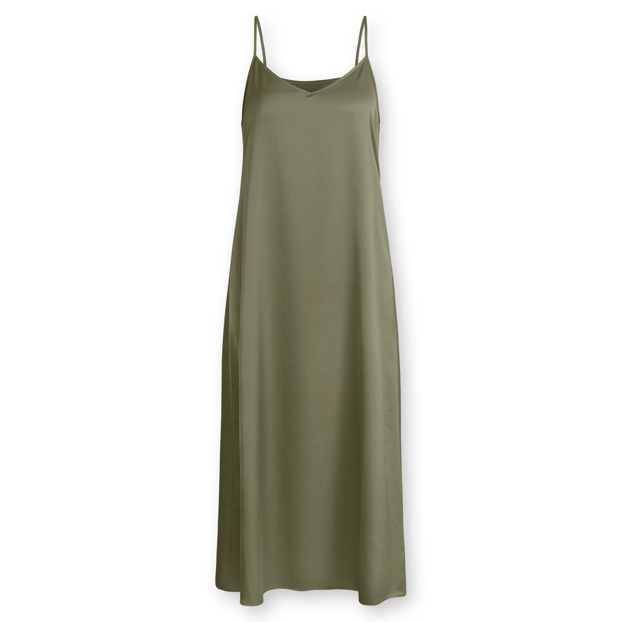 Point Solid Satin Aline Slip Dress