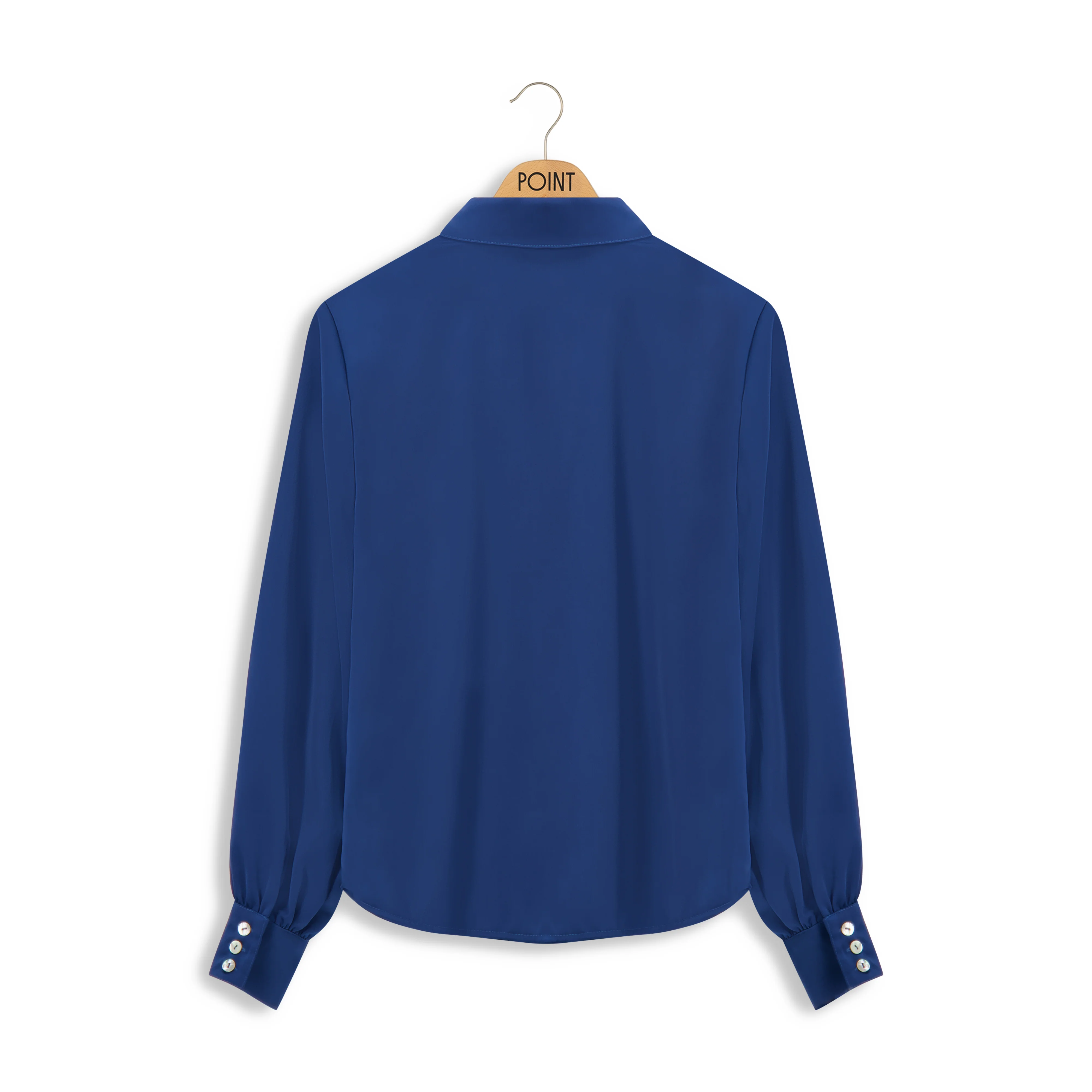 Point Solid Satin Blouse - Image 4