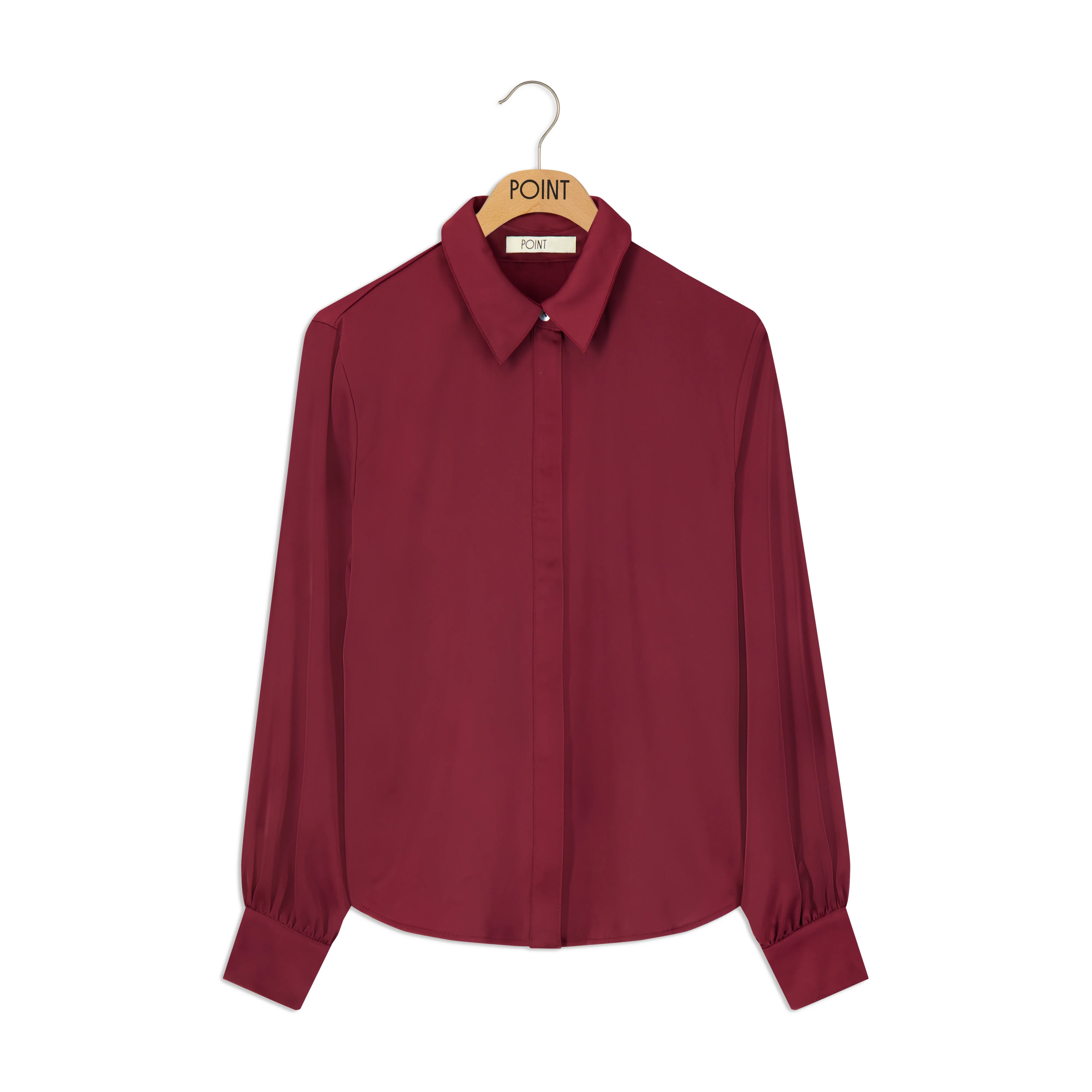 Point Solid Satin Blouse - Image 5