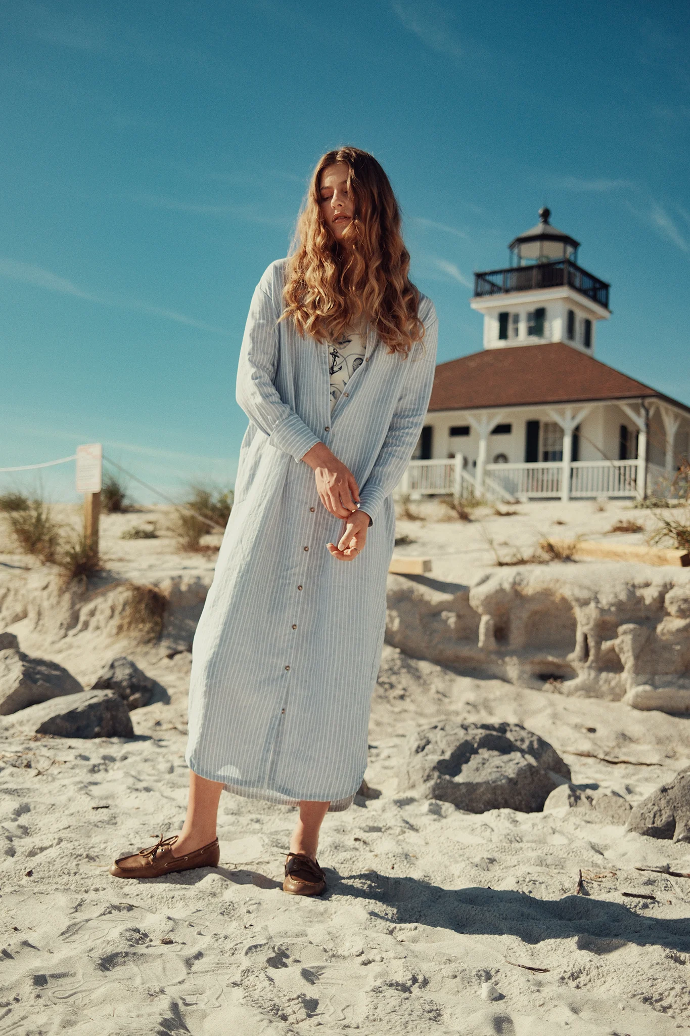 Point Stripe Linen Dress - Image 4