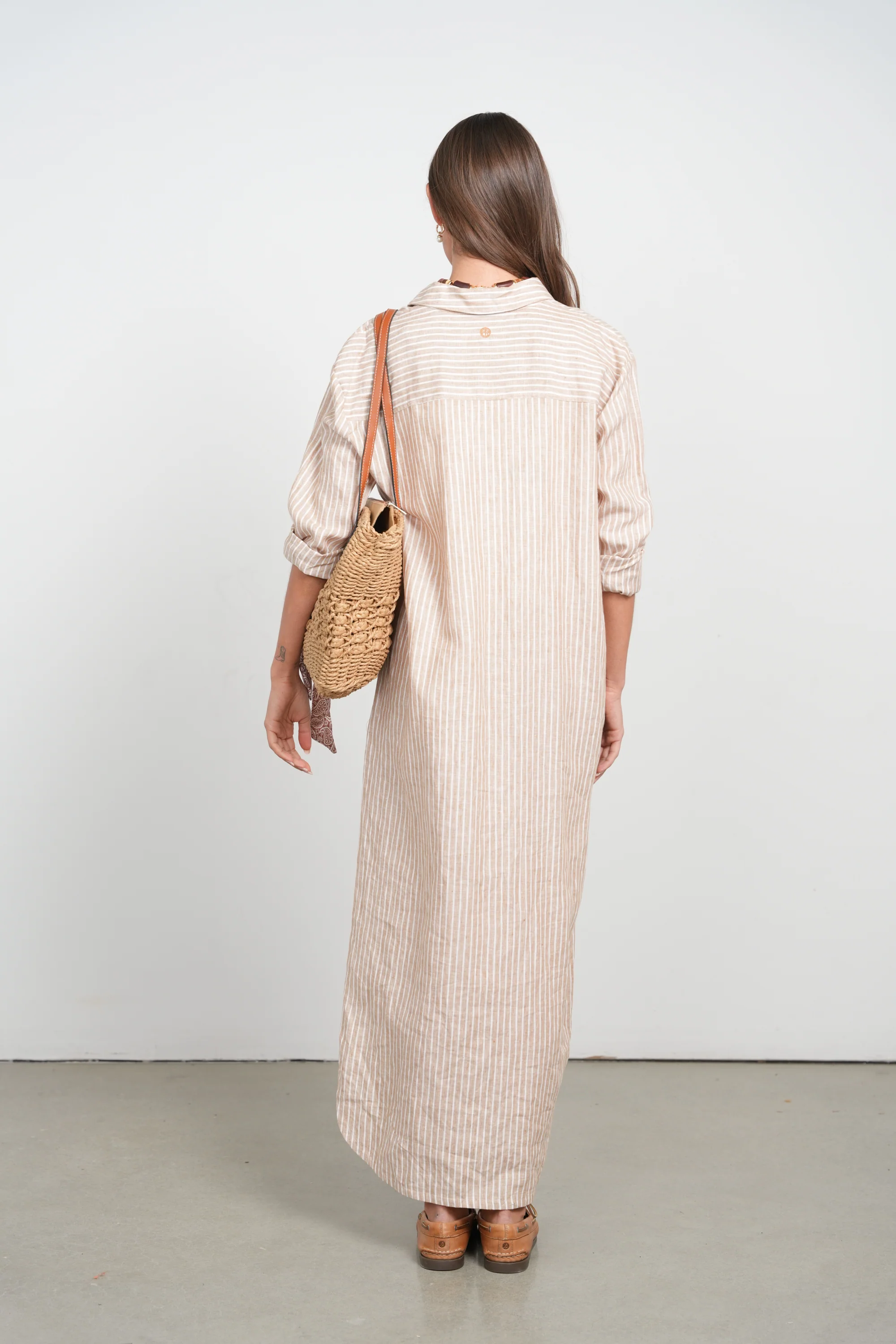 Point Stripe Linen Dress - Image 8