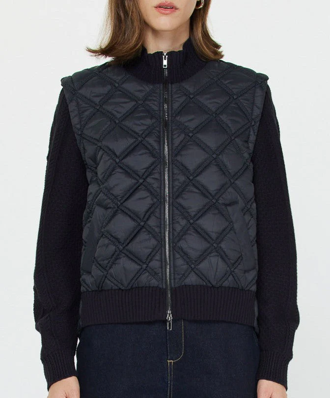 Quilted Sweater Mixed Media Jacket