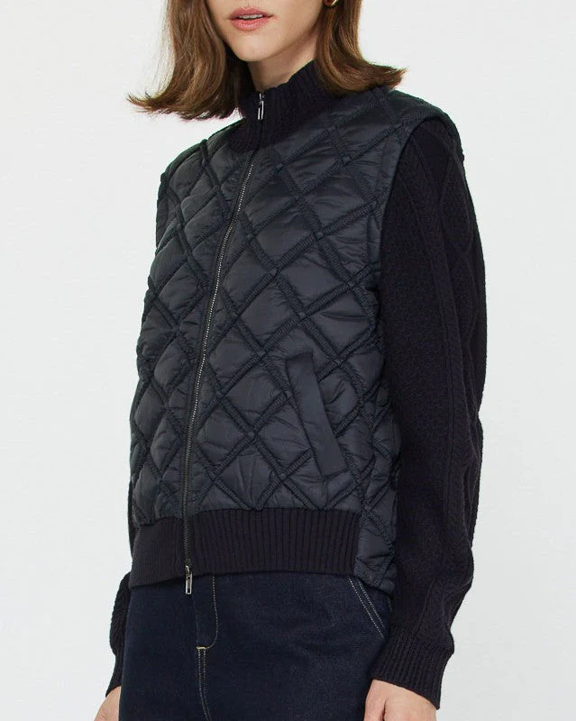 Quilted Sweater Mixed Media Jacket - Image 3
