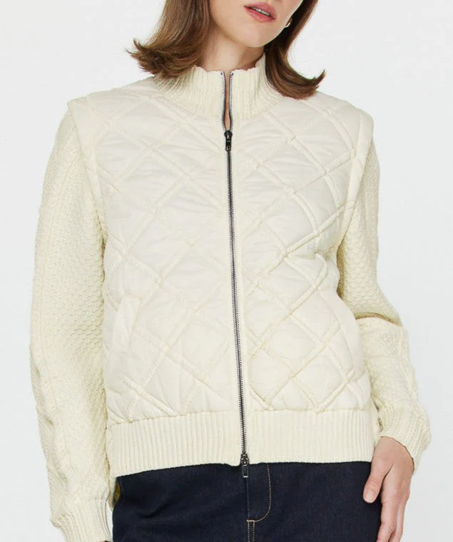Quilted Sweater Mixed Media Jacket - Image 4