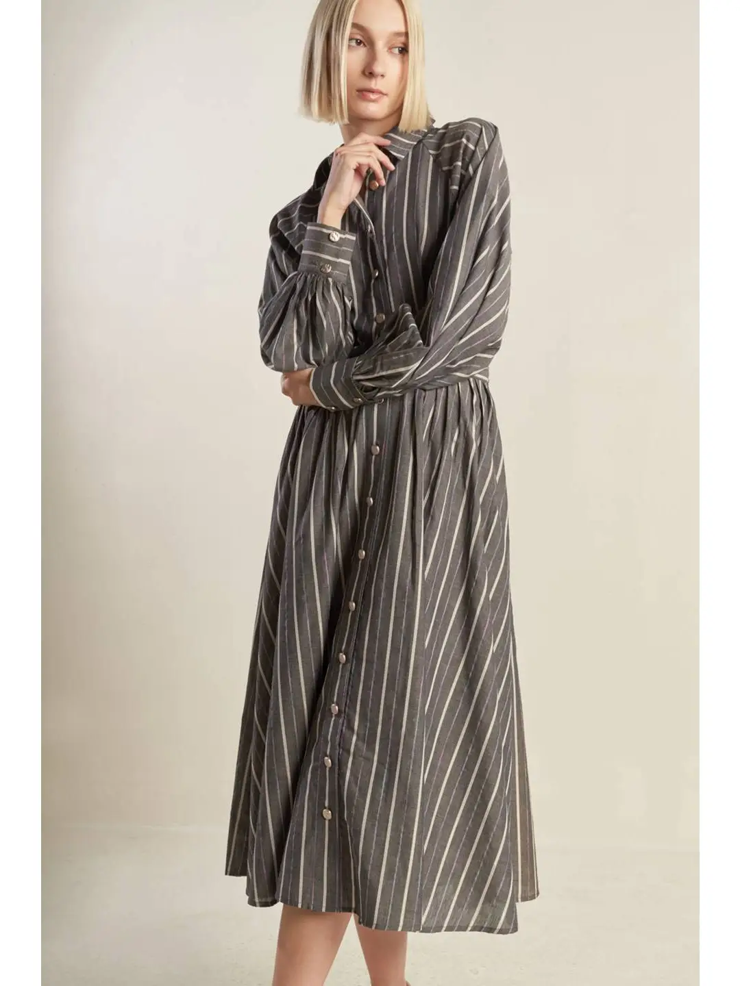 Striped Woven Midi Dress - Image 2