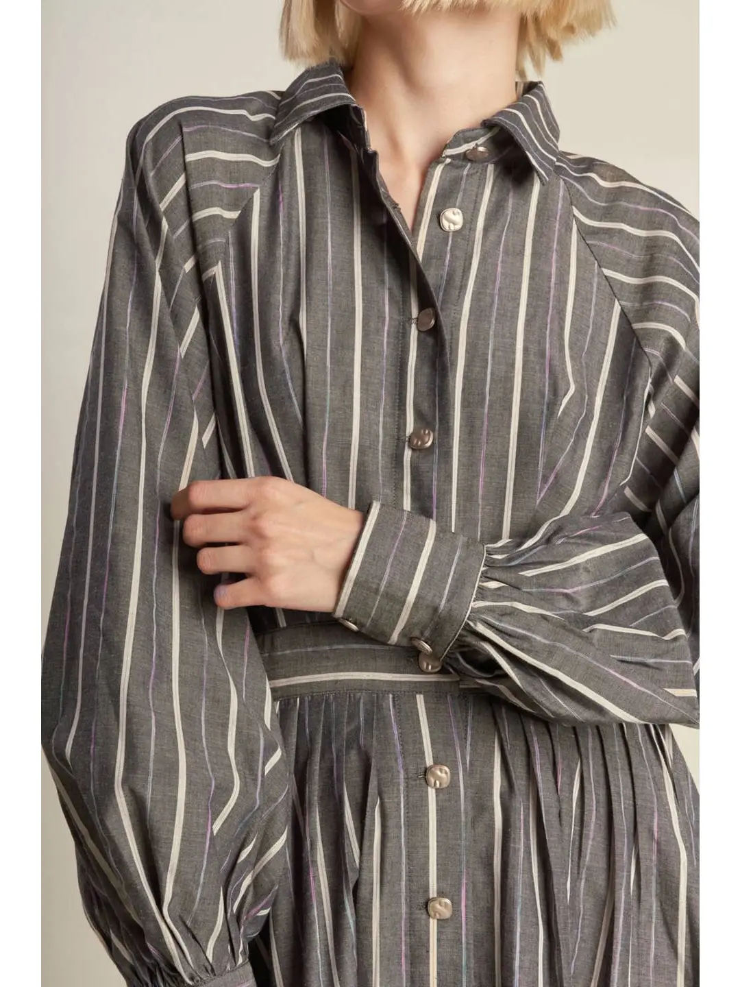 Striped Woven Midi Dress - Image 5