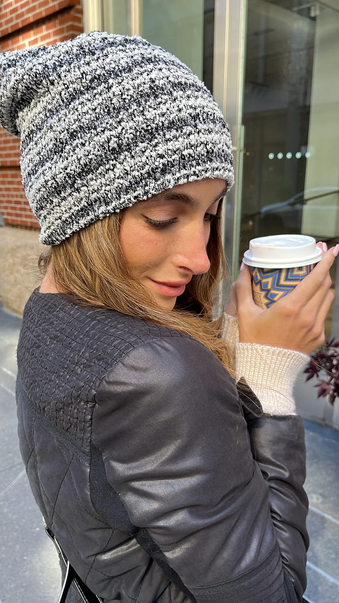 Tal Fuzzy Striped Beanie - Image 2