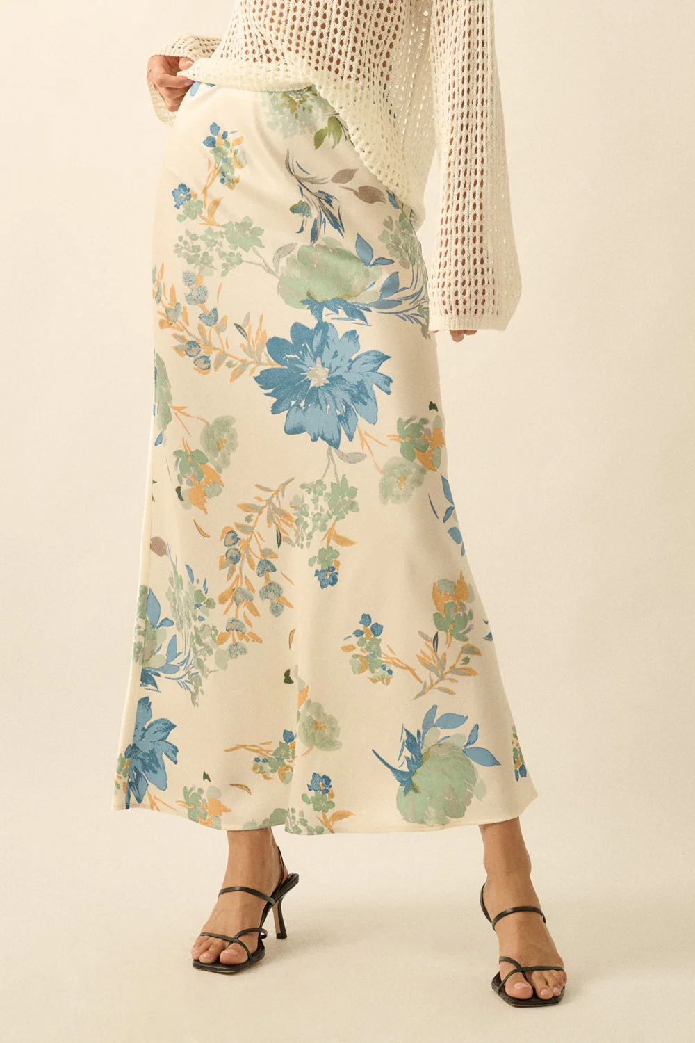 Textured Floral Print Maxi Skirt - Image 3