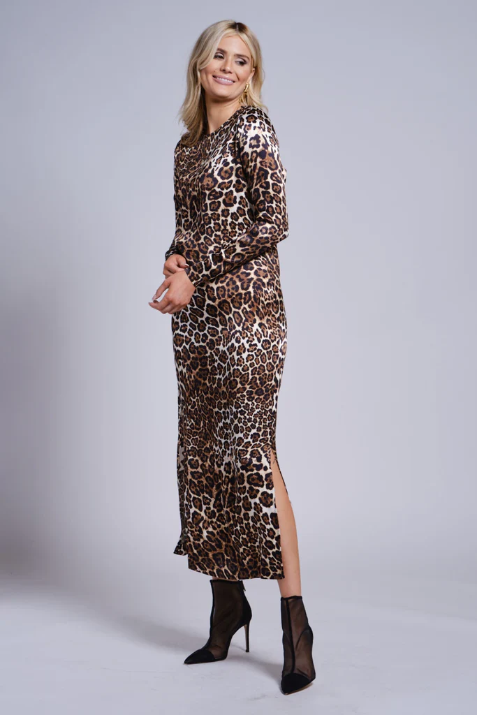 Third Print Silk Shift Dress Leopard Print - Image 3