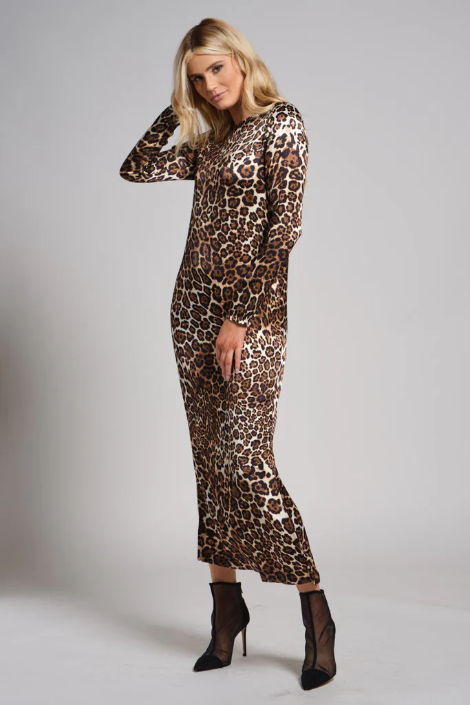 Third Print Silk Shift Dress Leopard Print - Image 4