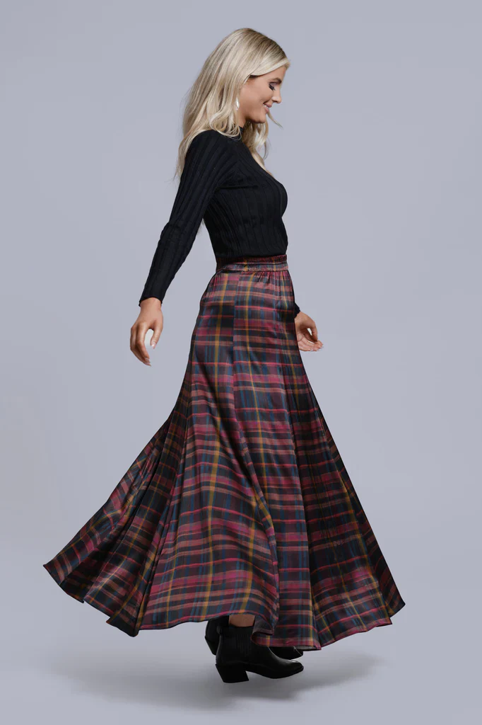 Third Printed Panel Maxi Skirt Plaid - Image 4