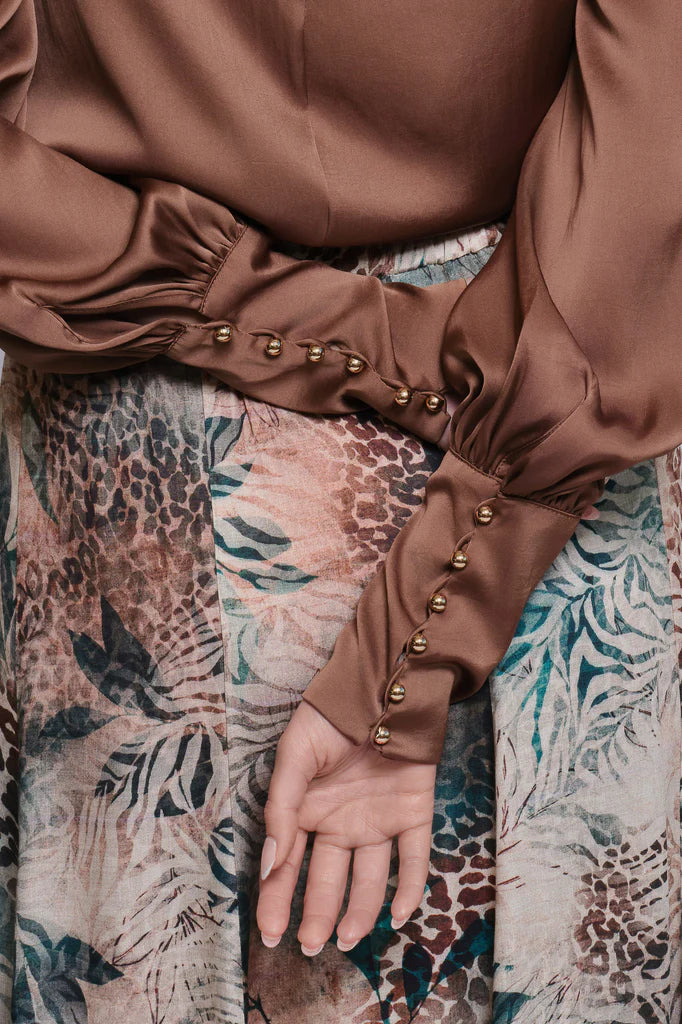 Third Silk Cowl Neck Blouse Bronze - Image 4