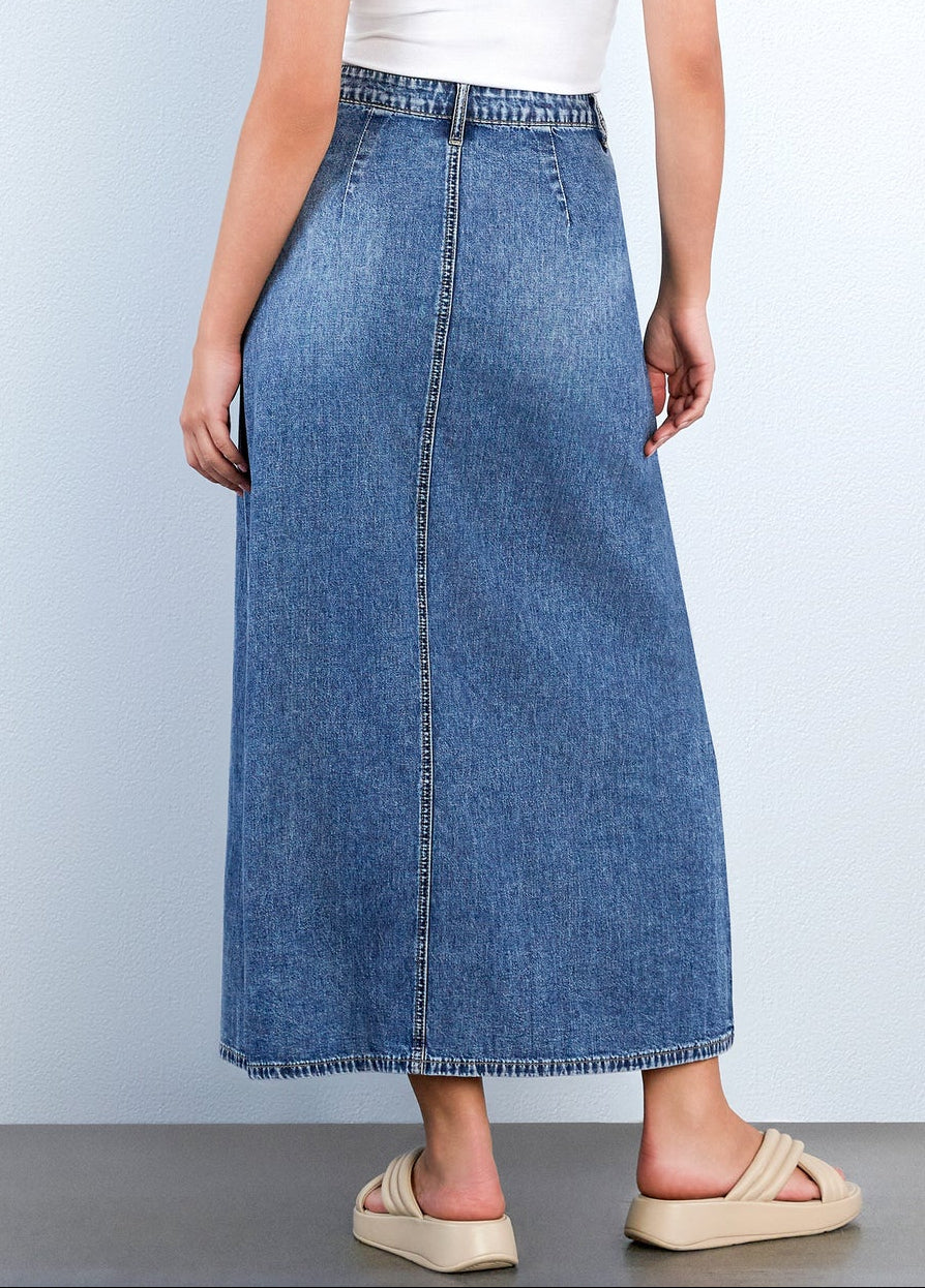 Wash Lab Soft Denim Maxi Skirt - Image 4